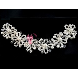 Tiara Ti030 argintie pentru mirese cu cristale si perle